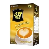 TRUNG NGUYEN G7 CAPPUCINO HAZELNUT Instant Coffee for Energy Boost - Fresh Hazelnut Flavour, Light Aroma with Thick & Soft Foam Milk - Balanced & Rich Vietnamese Instant Coffee (12 Sticks/Box)
