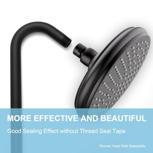OFFO Shower Head Extension Arm 12 in, Matte Black S Shaped Shower Arm with Flange High Rise Goose Neck Shower Arm Extension by OFFO - Used condition - Image 2