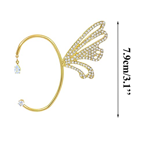 Earrings Earrings For Women Studs Butterfly Wing Shape Earrings Left Ear Clip For Women Girls No Piercing Zircon Butterfly Ear Clips Rhinestone Earrings Cuff Wrap Earrings For Women ( Color : Gold , S #TOP2