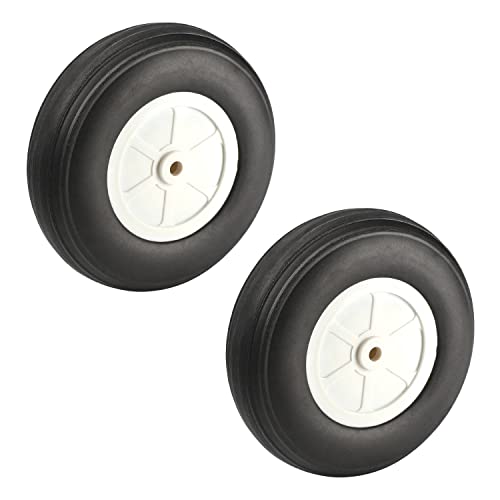 Fielect 4 inch RC Model Airplane Super Light Sponge Tire Tail Wheel Tire and Wheel Sets for RC Car Airplane PU Sponge Tire with Plastic Hub 2 Pcs