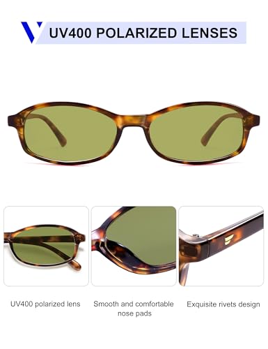 Image of VANLINKER Retro Polarized Rectangle Sunglasses Womens Trendy 90s Small Square Sunnies Vintage Narrow Thin Frame VL9855