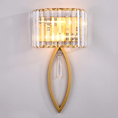 Image of Modern Crystal Wall Light Gold Glass Crystal Wall Sconces Light Mid-Century Vanity Light Indoor Elegant Wall Lighting Fixtures for Bedroom Living Room Hallway Entryway