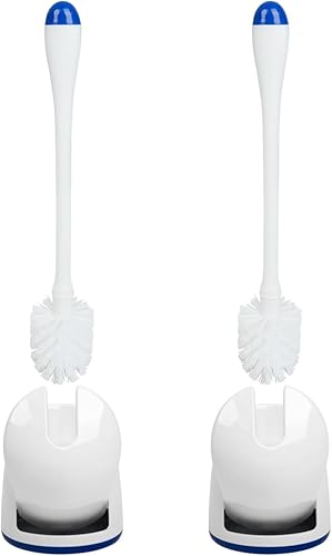 CELOX Escobilla de inodoro y soporte, escobilla de inodoro compacta con base de soporte de ventilación transpirable, kit de limpieza de baño,