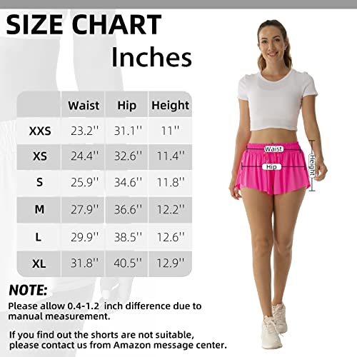 Flowy Athletic Shorts For Women Running Tennis Butterfly Shorts Girls 2-In-1 Double Layer Quick-Drying Comfy Shorts (Hot-Pink, Xx-Small) #TOP5