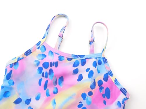 Image of Girls One Piece Swimsuits Adjustable Double Strap for Kids Palm Tree Print Toddler Bathing Suit Size 2T-10
