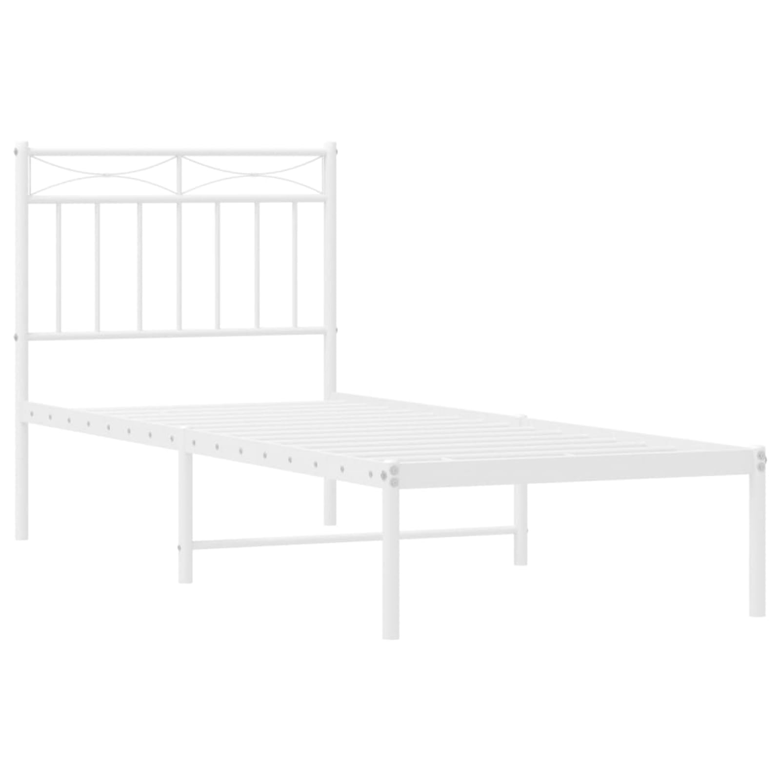 ATOMSTACK MAKER Cama de Metal sin Colchón, Con Cabecero Blanco, 75 x 190 cm, Estructura de Acero Pulverizado, Altura Libre 26 cm, Diseño Moderno y Robusto para Adultos, Fácil Montaje