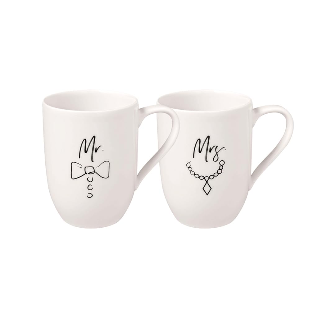 Villeroy & Boch - Statement Tassen Set Mr. & Mrs. 2 teilig Weiß und Schwarz