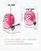 VEVOR Ride-on Luggage, 20 L Capacity, 20 Inches Kids Scooter Suitcase with Flash PU Wheels, Adjustable Handle & TPR Non-Slip Grip, Foldable & Lightweight Scooter Luggage for Kids Aged 5+, Pink