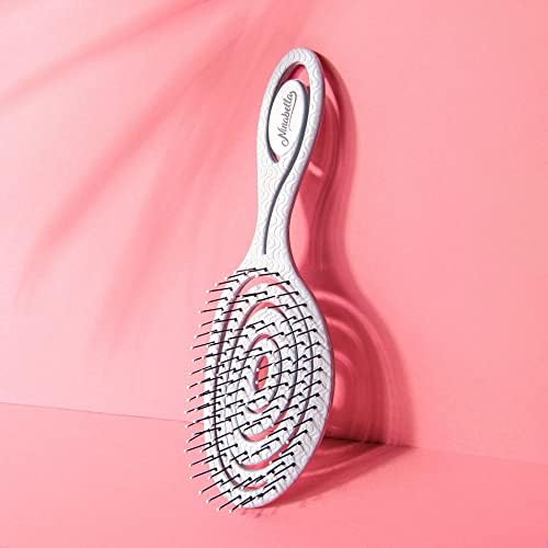 Ninabella Organic Detangle Hair Brush for Women, Men & Children - Does not Pull the Hair - Hair Straightening Brushes for Curly, Straight & Wet Hair - Unique Spiral Hairbrush - blue