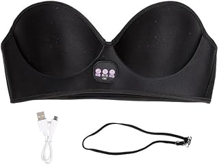 Ovicras 3D Smart-Fit Electric Massage Bra Soft PU Leather Wireless-Feel Chest Massager with Triple-Speed Heating & Vibrati... Price In India