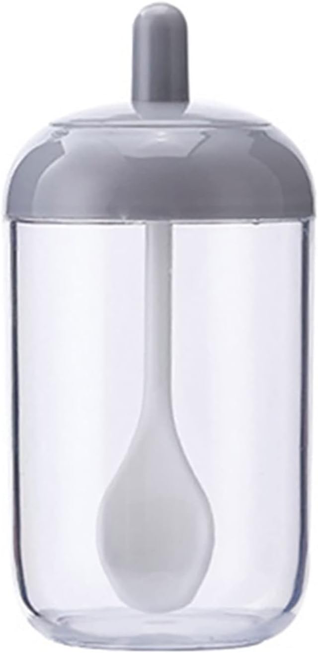 Spice boxs Kitchen Seasoning Bottle Salt Storage Box Spice Jar with Spoon Supplies for Sugar Pepper Powder Tools(Grey)