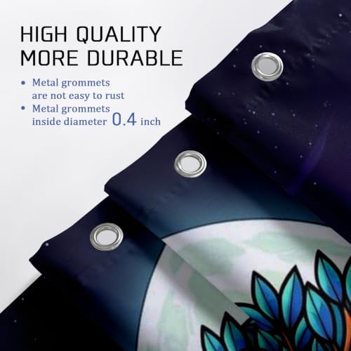 Rideau de douche imperméable en polyester arbre et lune colorée 183x183 cm - 5