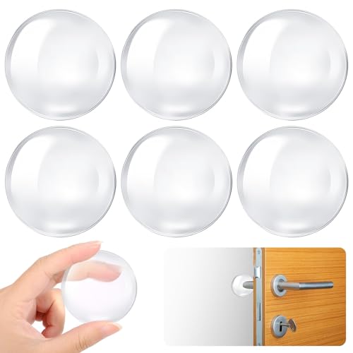 6 topes de puerta, protectores de pared, reutilizables, protectores de pared redondos de silicona suave, amortiguadores de golpes, topes de manija de puertas