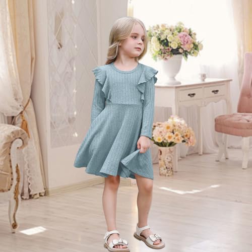 Toddler Baby Girl Dress Long Sleeve Baby Sweater Dress Fall Winter Ruffle Ribbed Knit A-Line Clothes for Little Girl3