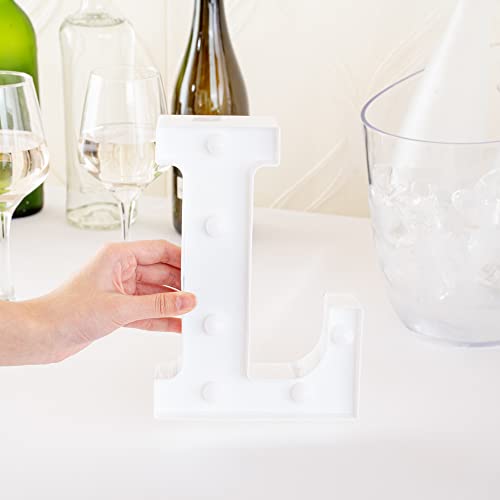 Image of Restaurantware Illumify 5.9 x 1.2 x 8.7 Inch Light Up Letter 1 Durable Marquee LED Light - Letter L Touchproof White Plastic Party Light Keyhole Slot For Parties Weddings Or Special Events