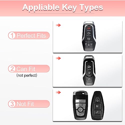 Image of Pangpai Pink Key Fob Cover for Ford, Soft TPU Key Case Protection with Bling Keychain Fit for F150 Explorer Mustang Edge Lincoln MKZ MKX MKC