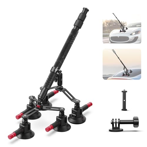 Image of NEEWER 5 in 1 Suction Car Mount Kit Compatible with Insta 360 X5 X4 X3 Insta360 X2 GoPro Max DJI OSMO 360 Action Camera Accessories, Quick Release with Invisible Selfie Stick for Windshield, CA075
