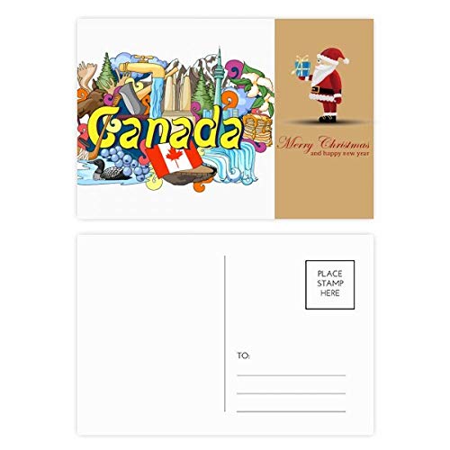 Cartes postales Père Noël et Tour CN du Canada en bois d'érable lot de 20