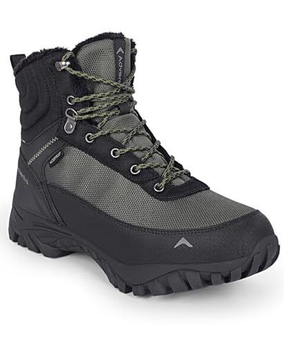 Image of Men's Waterproof Hiking Shoes | Warm Mountain Shoes | High Ankle | Suitable For -5C to -10C | ET1101 | Green