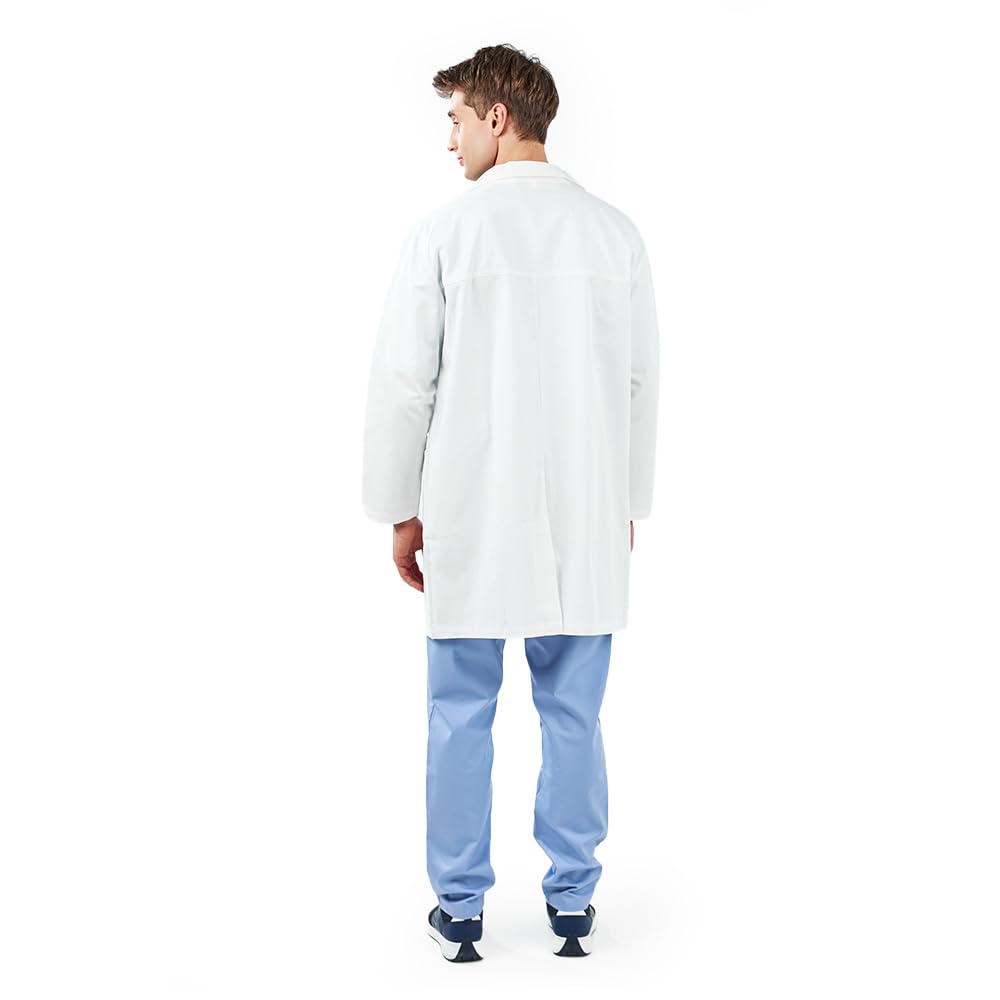 MYLOOKPRO - Bata médica Blanca de Manga Larga Colombia – Bata Profesional Unisex 100% algodón – Botones a presión – 3 Bolsillos – Ropa de Laboratorio, enfermería, odontología y Veterinaria