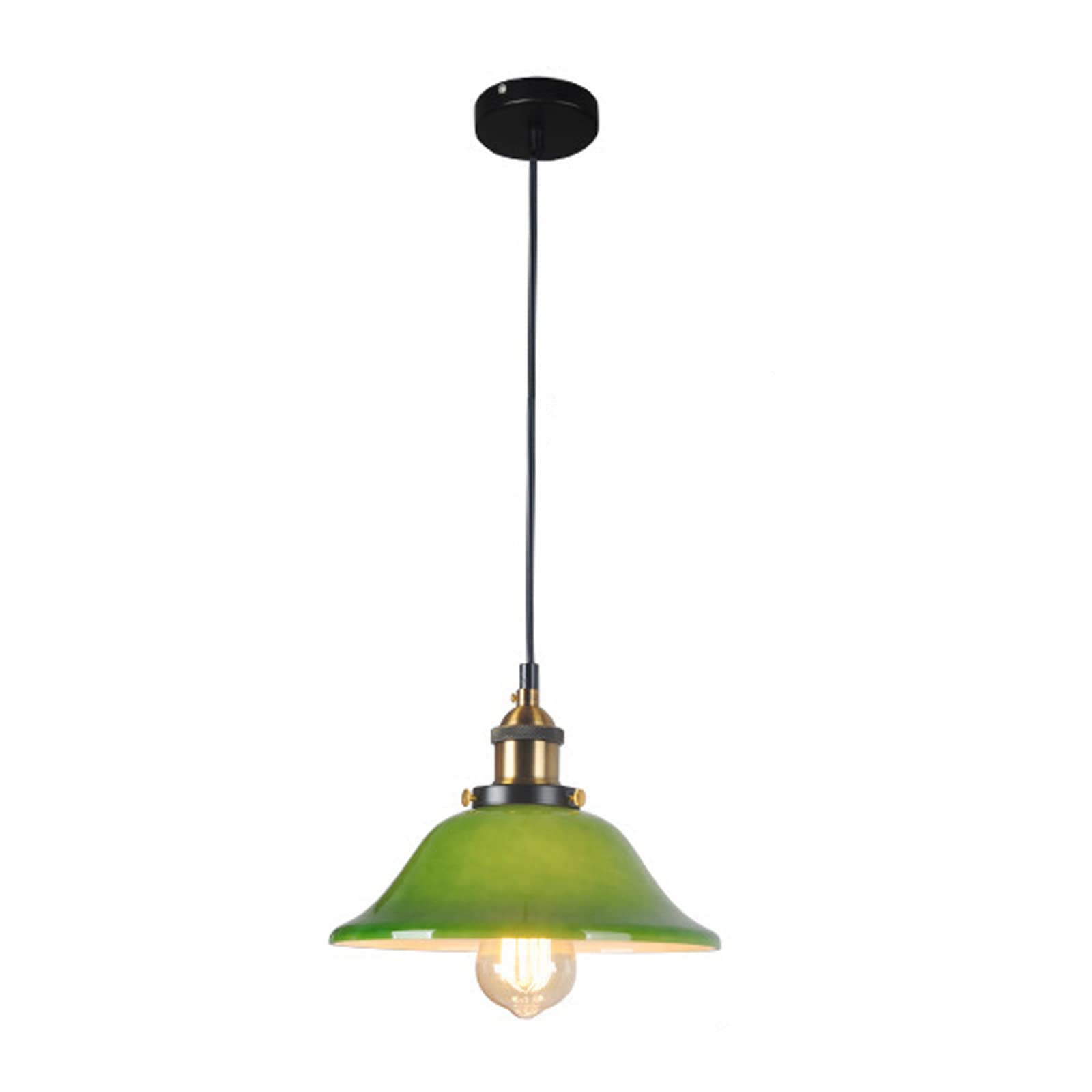 Lámpara de vidrio verde vintage colgante retro esmeralda para techo de salón