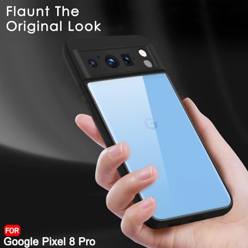 Image of TheGiftKart Ultra-Hybrid Shockproof Back Cover Case for Google Pixel 8 Pro | Camera Protection Bump | Hard Back Cover Case for Pixel 8 Pro (PC & TPU, Transparent Clear Back, Black Sides)