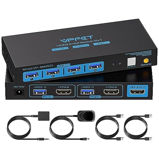 USB 3.0 HDMI KVM Switch 4K60Hz Conmutador KVM 2 Ordenadores que Comparten 1 Monitor y 4 Dispositivos USB por Ejemplo Ratón Teclado Impresora con Controlador de Extensión Externa con Cable 2 Cables USB | Ya disponible en tu tienda friki favorita! En mundofriki.es!