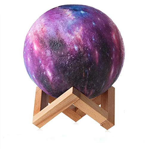 Lámpara Galaxy 3D, ICONNTECHS IT Brillo Regulable 16 Colores RGB Recargable USB Control remoto y Control táctil LED Luz Nocturna Decorativa para Dormitorio, Salón, Regalo para Mujeres y Niños 15cm