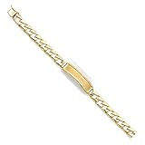 14k REAL Yellow Gold Men's Stamp Cuban Link ID Bracelet - 8'