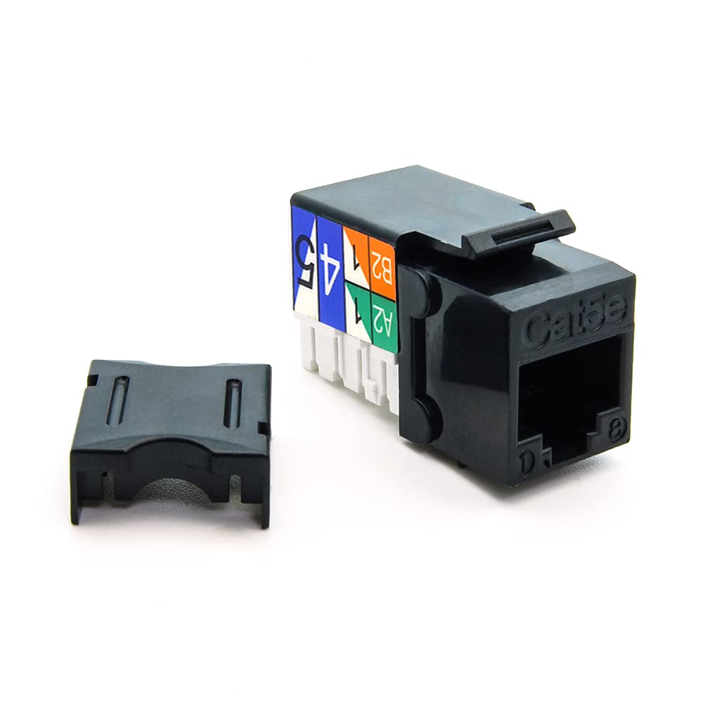 Beszin Cat.5E RJ45 110 Type Keystone Jack (10-Pack, Black)