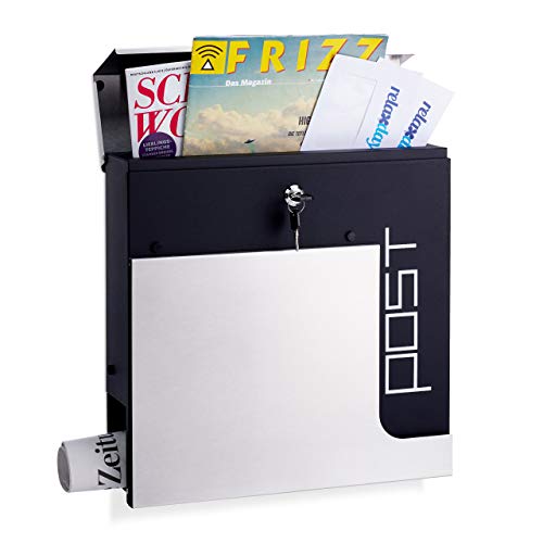 One-Day Sale: Up to 50% Off Relaxdays Modern Letterbox with Newspaper Slot, Lockable DIN A4 Designer Mailbox, HxWxD: 37 x 37 x 11 cm, Silver One-Day Sale: Up to 50% Off Relaxdays Modern Letterbox with Newspaper Slot, Lockable DIN A4 Designer Mailbox, HxWxD: 37 x 37 x 11 cm, Silver