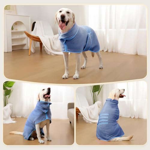 Zorela Hundebademantel, Superweicher Bademantel Hund aus Korallenvlies, Hunde Bademantel Hundehandtuch Extra Saugfähig für nach dem Bad, Strand, Pool