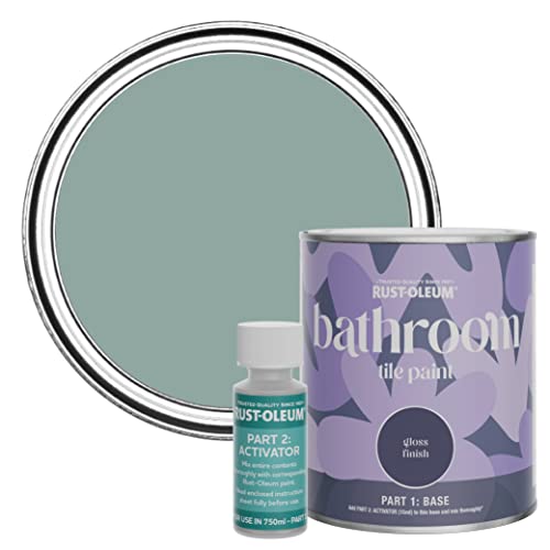 Rust-Oleum Blue Water-Resistant Bathroom Tile Paint in Gloss Finish - Gresham Blue 750ml