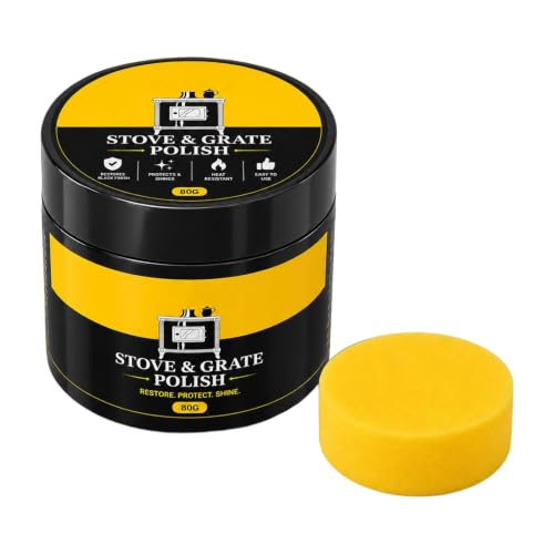 RESOVTE Cast Iron Stove Polish with Sponge - Black Restoration Paste (1PCS)
