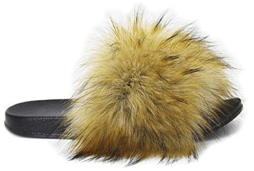 NewYouDirect Faux Fur Slides for Women, Fuzzy Slippers Fluffy Sandals Furry House Shoes Indoor Outdoor - Image 4