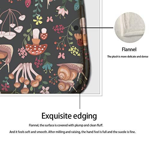 Youtary Mushroom Snails Butterfly Flower Pattern Kitchen Rug Set 2 Pcs Floor Mats Washable Non-Slip Soft Flannel Runner Rug Doormat Carpet For Floor Home Bathroom, 17" X 47"+17" X 24"-M #TOP4