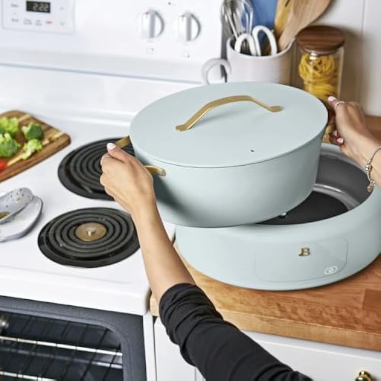 10-in-1 Electric Multi-Cooker, 6 Quart Programmable Cooking Pot with Digital Display, Nonstick Interior, One-Touch Controls, Multi-Function Kitchen Appliance (Hydrangea)