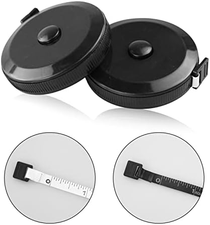 Pack of 2 Retractable Round Black Dual Sided Body Measuring Tape/Ruler Sewing Cloth Tailor Tape Soft Tape, 60inch and 150cm Double-Sided Sesign Black