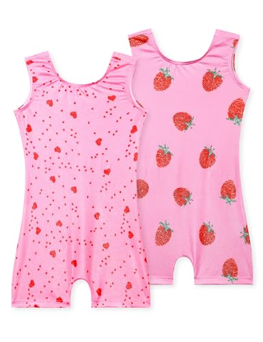 Image of 2 Pack Leotard for Girls Gymnastics Sparkly Tumbling Unitards with Shorts Sleeveless One Piece Biketards