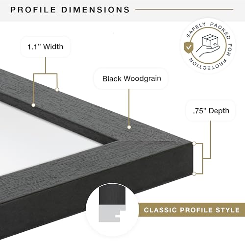 Image of MCS Studio Gallery 16x20 Poster Frame Black Woodgrain Engineered Wood, Vertical & Horizontal Wall Hanging Large Picture Frame for Photos, Posters & Art Prints (1-Pack)