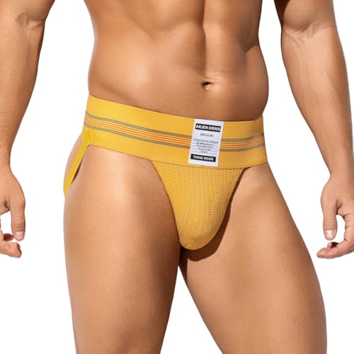 Arjen Kroos Men's Jock Strap Sports Underwear Jockstraps Athletic Supporter for Gym,YELLOW,L