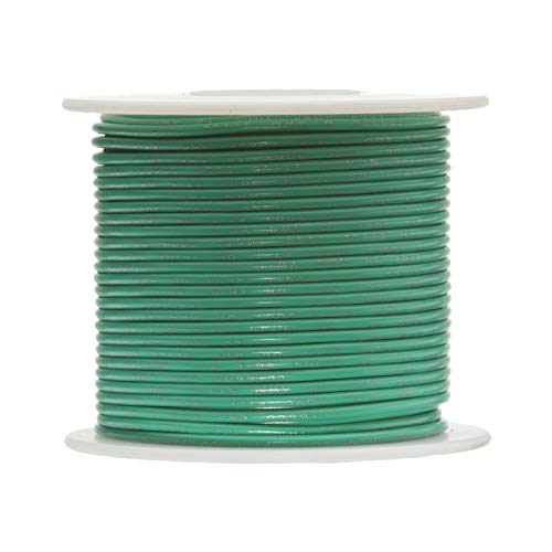 18 AWG Gauge TXL Automotive Stranded Hook Up Wire, 100 ft Length, Green, 0.082" Diameter, 60 Volts
