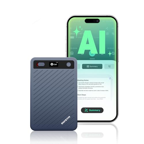 EVISTR AI Voice Recorder with Transcription (Blue)