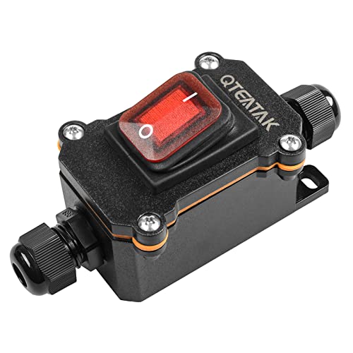 Qteatak Inline Cord Switch Waterproof Switch Dpst Ac/Dc 20A-125V,16A-250V,30A-24V,35A-12V, Ip66 Red Open Double Hole Waterproof Box Two-Side Entry And Exit Line Kcd4 #TOP8