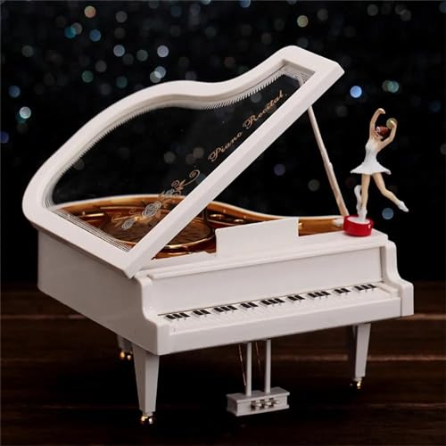 Image of AUGEN Exclusive Music Box Musical 360 rotatable Carousel Children's Wooden Men and Women Birthday Creative Christmas Valentine's Day Gift Home Decoration (Piano)