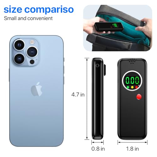 Layfitty Breathalyzer,Alcohol Tester with LCD Digital Display,Breathalyzer with 10 Mouthpieces for Home and Party Use(Black) - Thumbnail 3