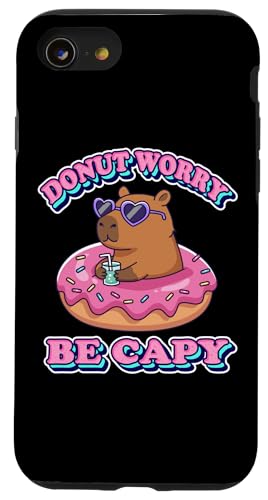 Kawaii Kids Womens Girls Donut Don't Worry Be Capy Lover Coque pour iPhone SE (2020) / 7/8
