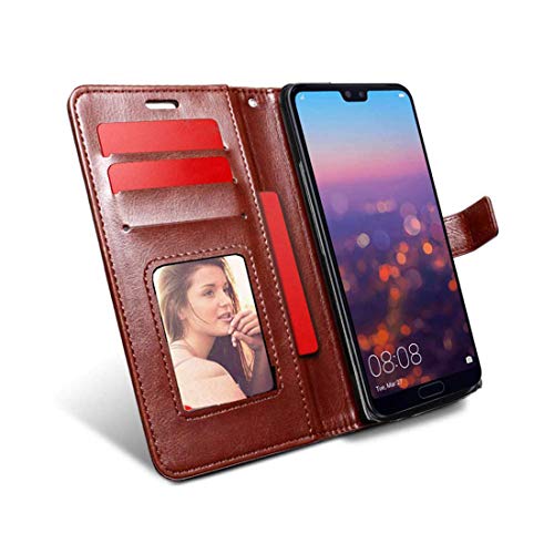 Image of Flip Cover Compatible with Samsung Galaxy M20 | Premium Leather Finish | Inbuilt Pockets & Stand | Flip Cover Back Case for Samsung Galaxy M20 (Brown)