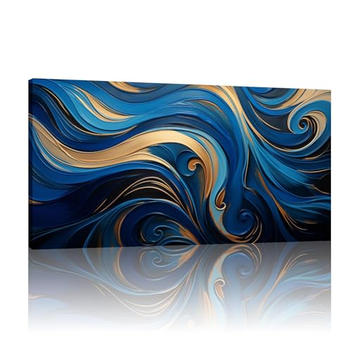 Décoration murale abstraite bleu or pour habiller un grand mur