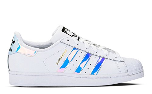 adidas Superstar J, Chaussures de Basketball mixte enfant, Multicolore (Ftwr White/Ftwr White/Metallic Silver-Sld Aq6278), 35.5 EU